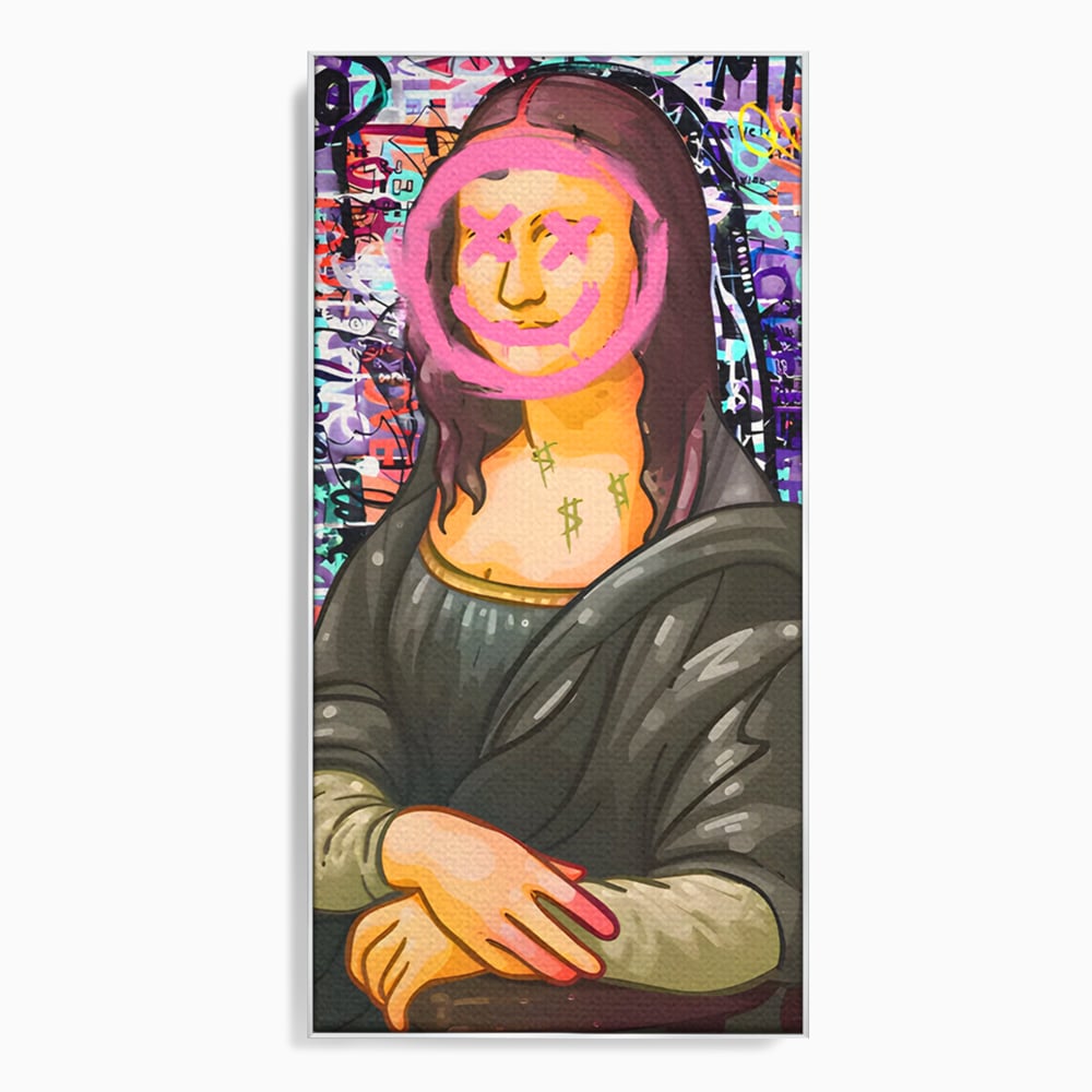 Tablou Canvas Premium LuxCanva® C1128, Pop Art Painting , Culori, Mona Lisa, Muzeu, Living Room, Bar, Relaxare, Culori Vibrante