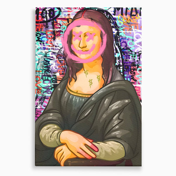 Tablou Canvas Premium LuxCanva® C1128, Pop Art Painting , Culori, Mona Lisa, Muzeu, Living Room, Bar, Relaxare, Culori Vibrante