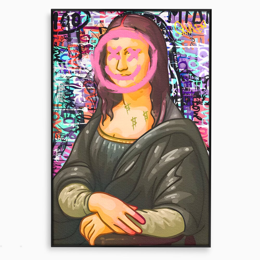Tablou Canvas Premium LuxCanva® C1128, Pop Art Painting , Culori, Mona Lisa, Muzeu, Living Room, Bar, Relaxare, Culori Vibrante