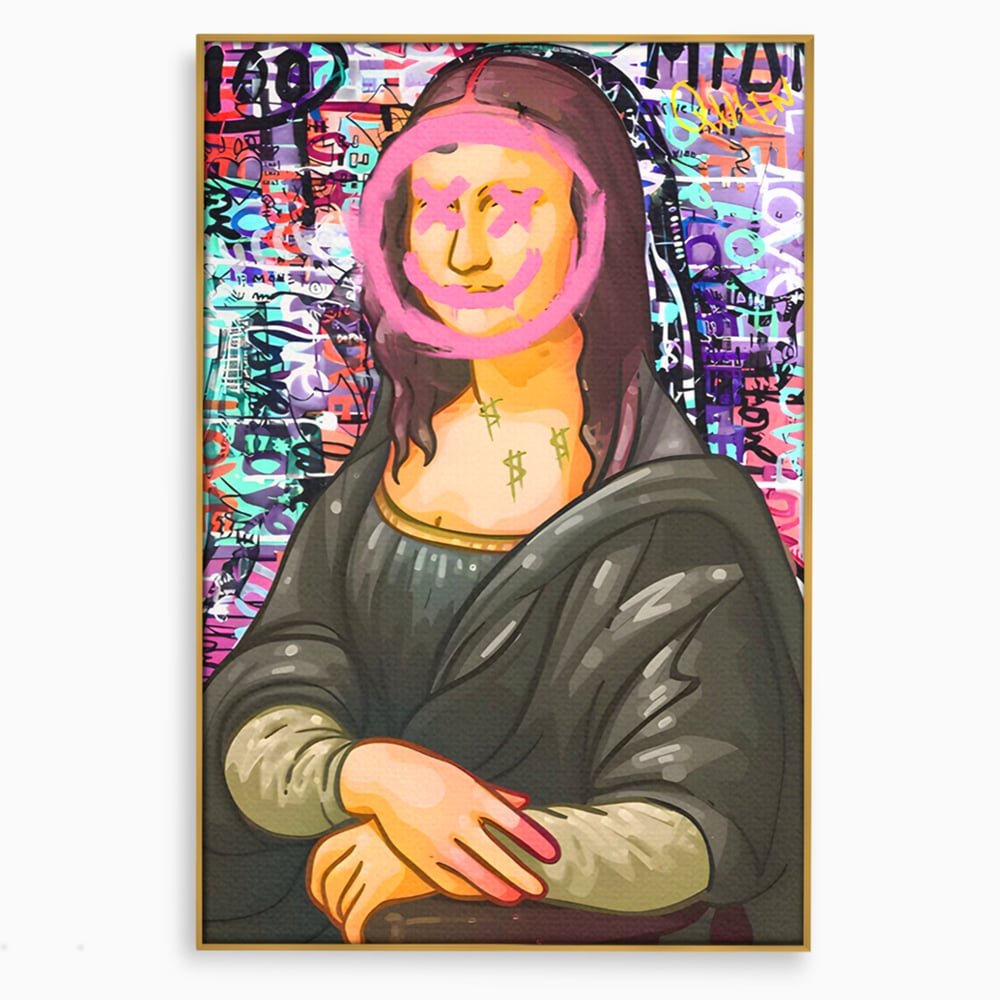 Tablou Canvas Premium LuxCanva® C1128, Pop Art Painting , Culori, Mona Lisa, Muzeu, Living Room, Bar, Relaxare, Culori Vibrante