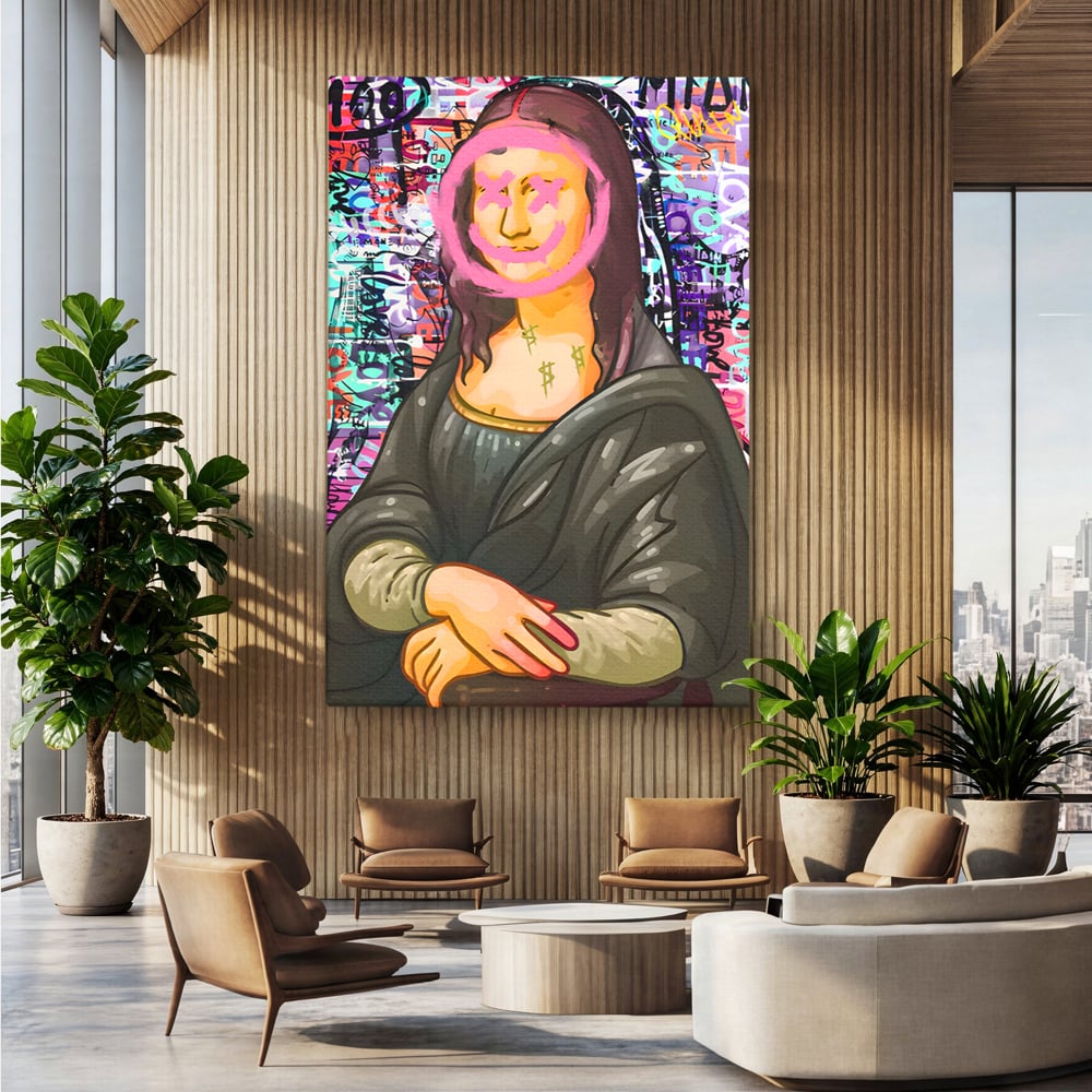 Tablou Canvas Premium LuxCanva® C1128, Pop Art Painting , Culori, Mona Lisa, Muzeu, Living Room, Bar, Relaxare, Culori Vibrante
