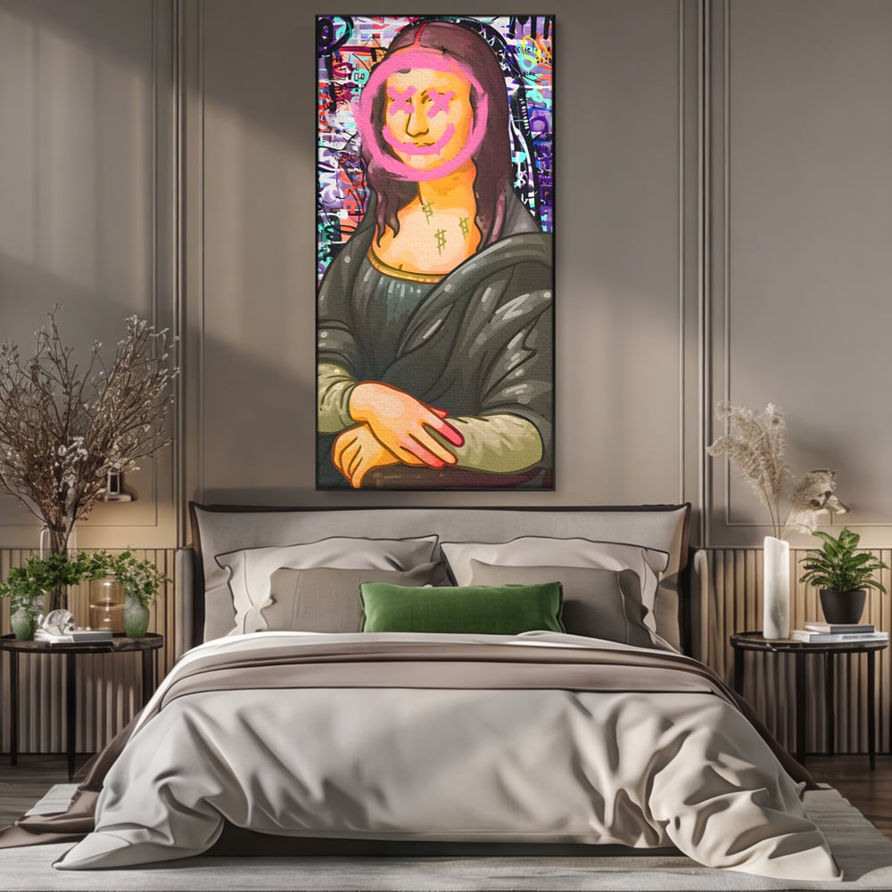 Tablou Canvas Premium LuxCanva® C1128, Pop Art Painting , Culori, Mona Lisa, Muzeu, Living Room, Bar, Relaxare, Culori Vibrante