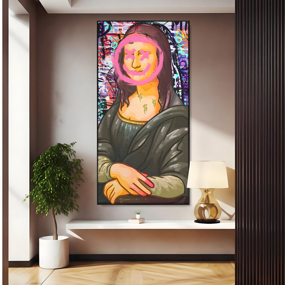 Tablou Canvas Premium LuxCanva® C1128, Pop Art Painting , Culori, Mona Lisa, Muzeu, Living Room, Bar, Relaxare, Culori Vibrante