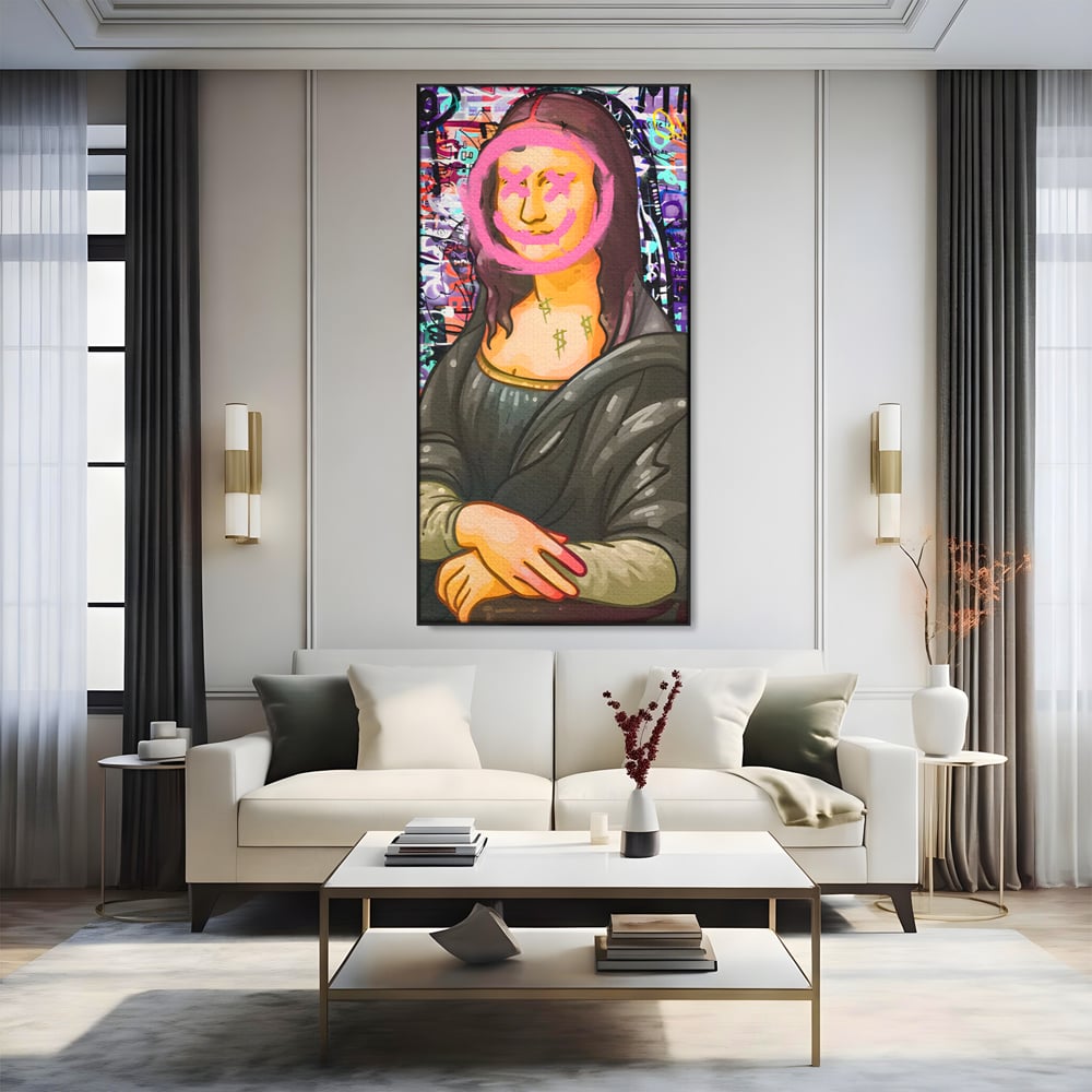 Tablou Canvas Premium LuxCanva® C1128, Pop Art Painting , Culori, Mona Lisa, Muzeu, Living Room, Bar, Relaxare, Culori Vibrante