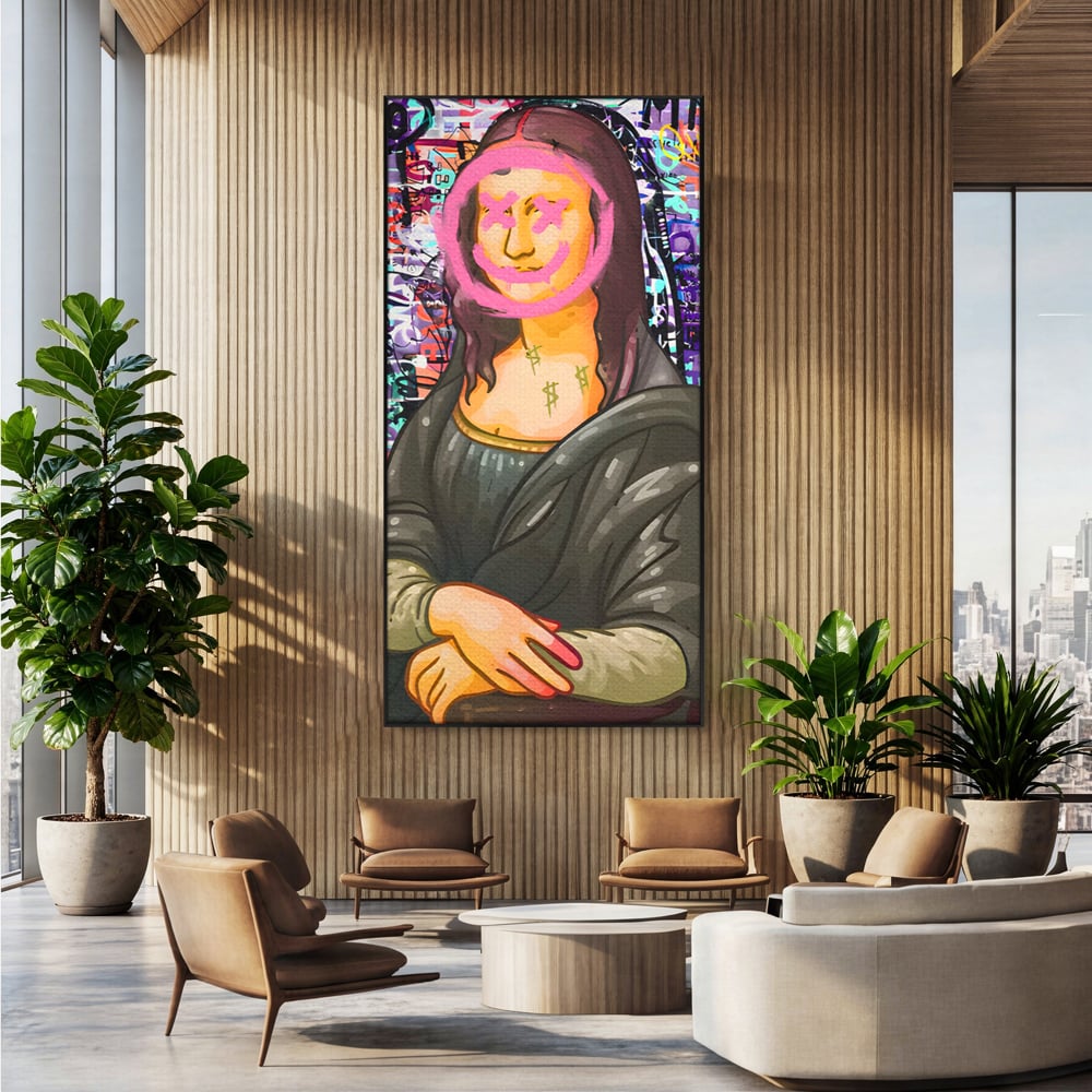 Tablou Canvas Premium LuxCanva® C1128, Pop Art Painting , Culori, Mona Lisa, Muzeu, Living Room, Bar, Relaxare, Culori Vibrante