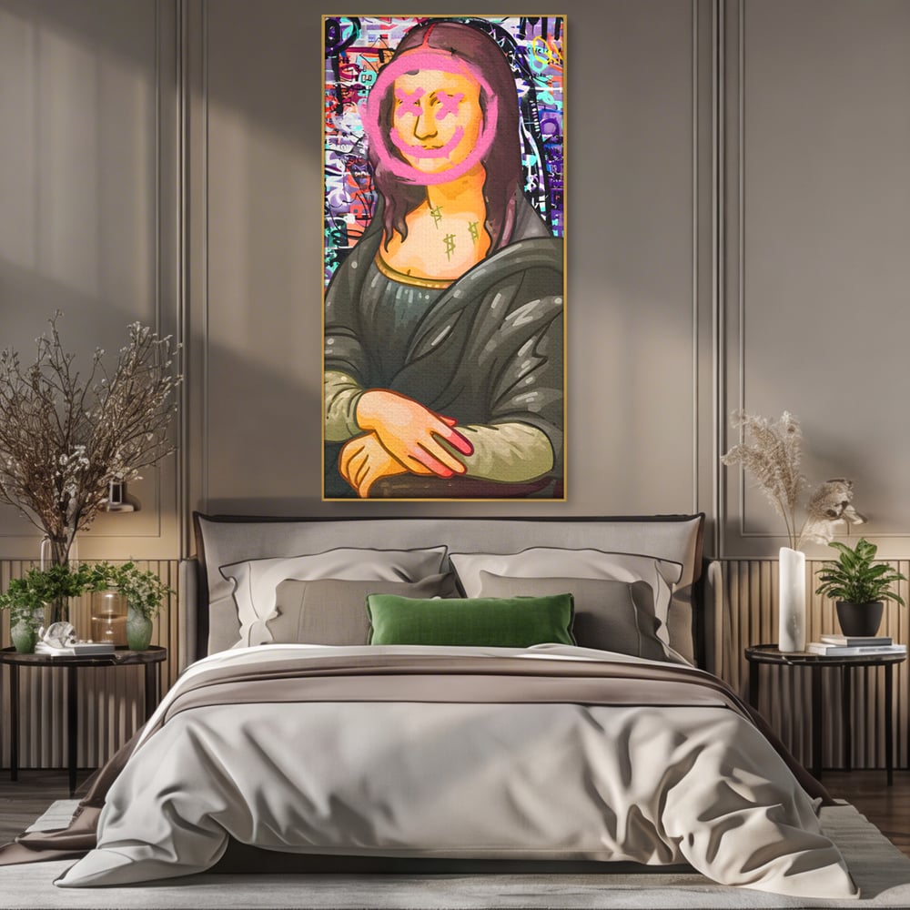 Tablou Canvas Premium LuxCanva® C1128, Pop Art Painting , Culori, Mona Lisa, Muzeu, Living Room, Bar, Relaxare, Culori Vibrante