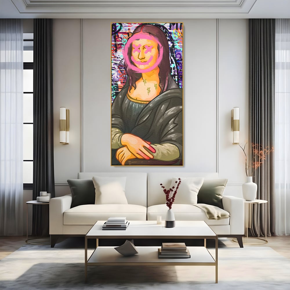 Tablou Canvas Premium LuxCanva® C1128, Pop Art Painting , Culori, Mona Lisa, Muzeu, Living Room, Bar, Relaxare, Culori Vibrante