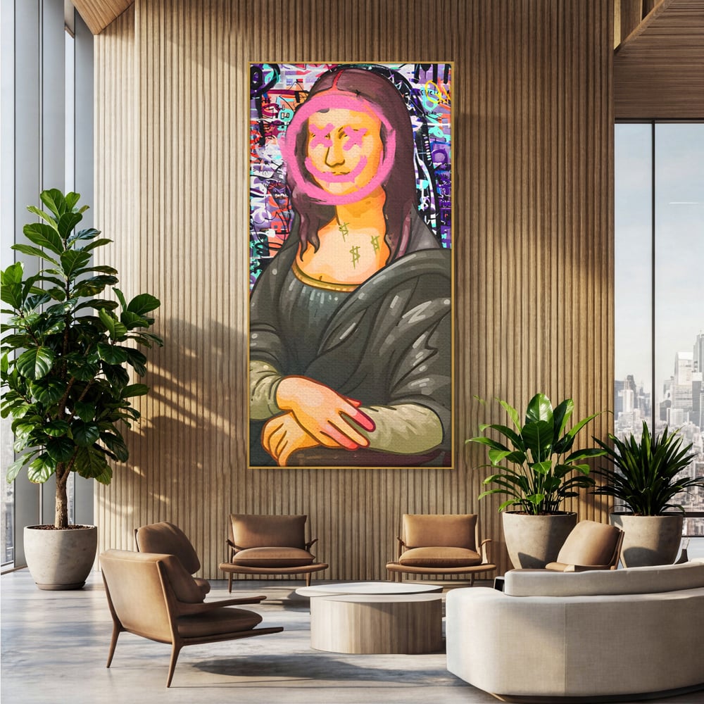 Tablou Canvas Premium LuxCanva® C1128, Pop Art Painting , Culori, Mona Lisa, Muzeu, Living Room, Bar, Relaxare, Culori Vibrante