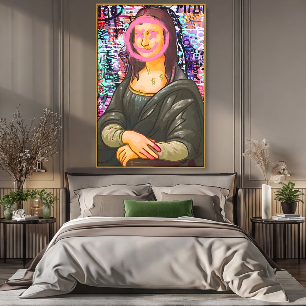 Tablou Canvas Premium LuxCanva® C1128, Pop Art Painting , Culori, Mona Lisa, Muzeu, Living Room, Bar, Relaxare, Culori Vibrante