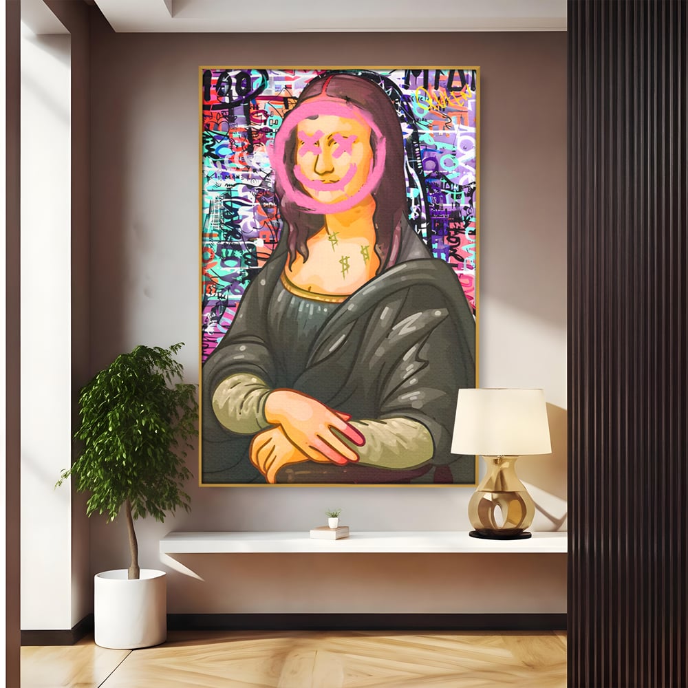 Tablou Canvas Premium LuxCanva® C1128, Pop Art Painting , Culori, Mona Lisa, Muzeu, Living Room, Bar, Relaxare, Culori Vibrante