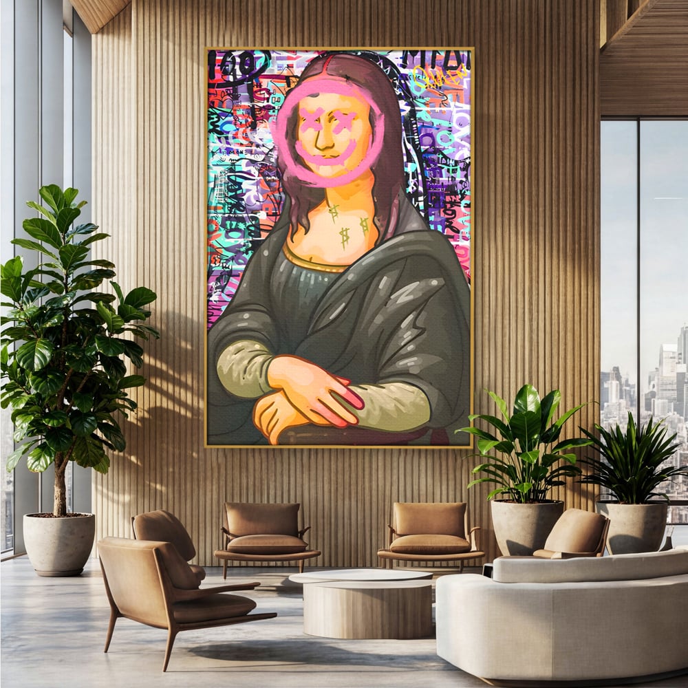 Tablou Canvas Premium LuxCanva® C1128, Pop Art Painting , Culori, Mona Lisa, Muzeu, Living Room, Bar, Relaxare, Culori Vibrante