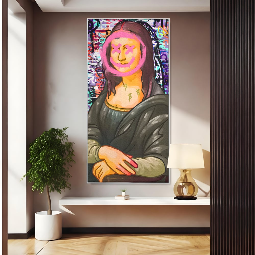 Tablou Canvas Premium LuxCanva® C1128, Pop Art Painting , Culori, Mona Lisa, Muzeu, Living Room, Bar, Relaxare, Culori Vibrante