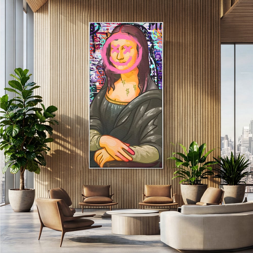 Tablou Canvas Premium LuxCanva® C1128, Pop Art Painting , Culori, Mona Lisa, Muzeu, Living Room, Bar, Relaxare, Culori Vibrante