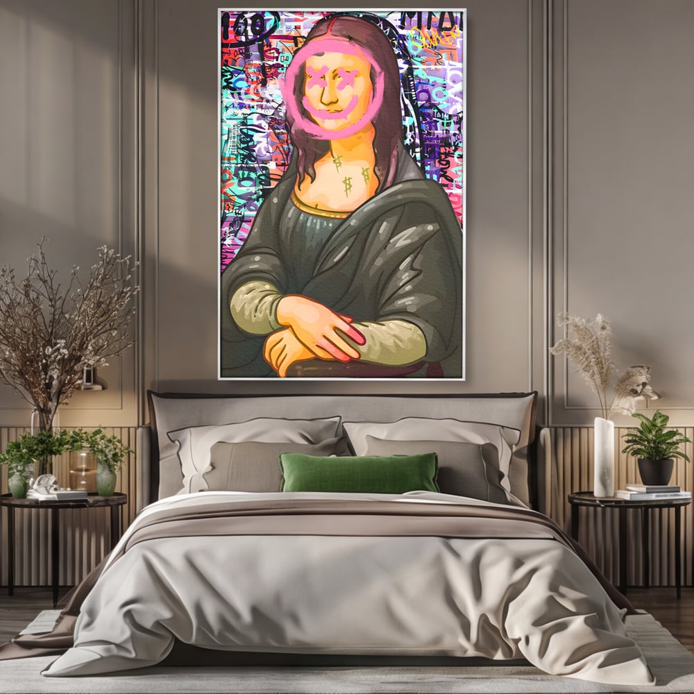 Tablou Canvas Premium LuxCanva® C1128, Pop Art Painting , Culori, Mona Lisa, Muzeu, Living Room, Bar, Relaxare, Culori Vibrante