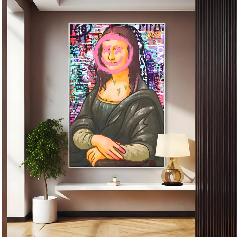 Tablou Canvas Premium LuxCanva® C1128, Pop Art Painting , Culori, Mona Lisa, Muzeu, Living Room, Bar, Relaxare, Culori Vibrante