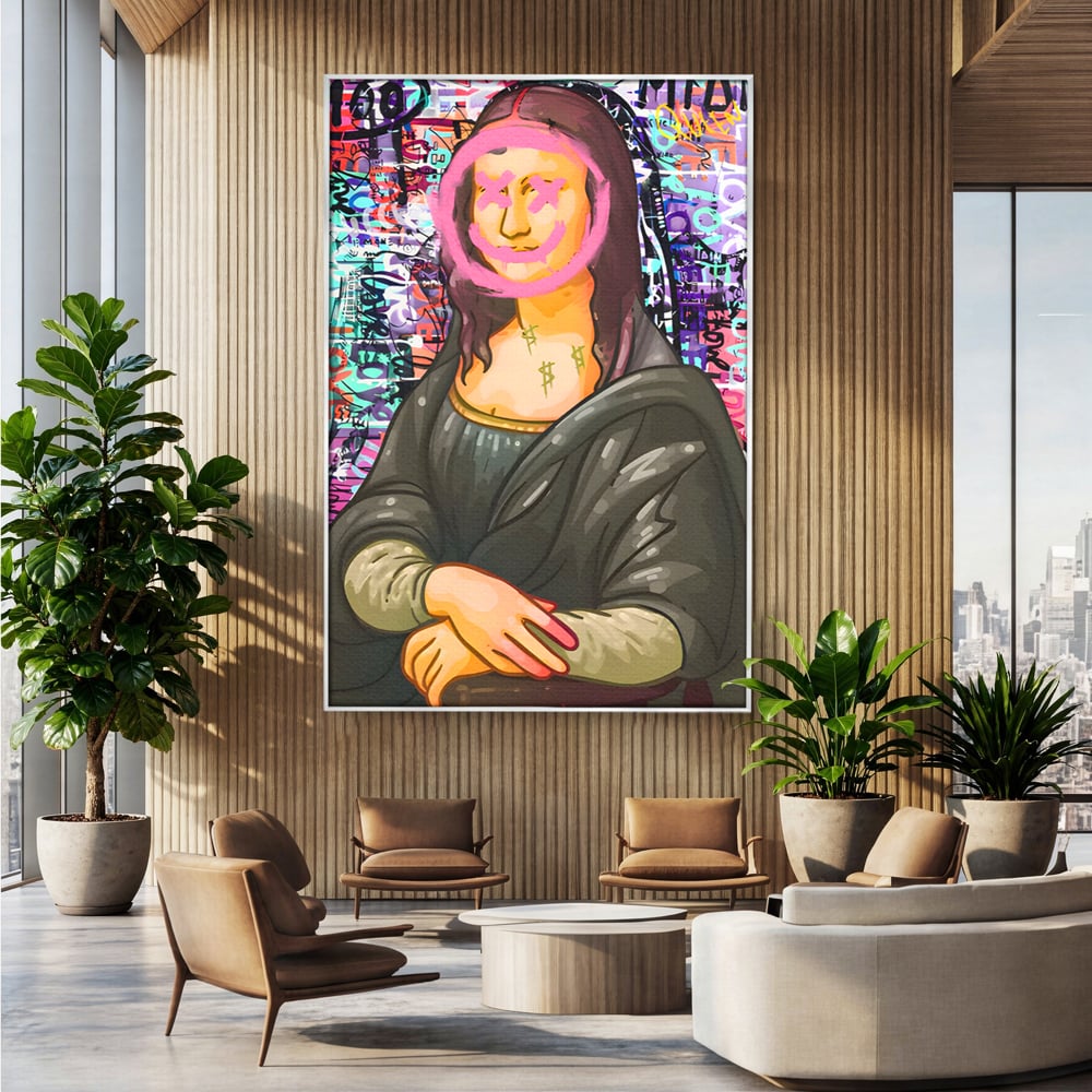 Tablou Canvas Premium LuxCanva® C1128, Pop Art Painting , Culori, Mona Lisa, Muzeu, Living Room, Bar, Relaxare, Culori Vibrante