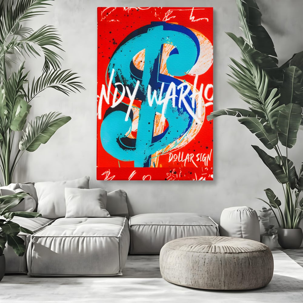 LuxCanva Premium-Leinwandkunst® C1129, Das Zeichen der Macht , Farben, Dollarzeichen, Warhol, Pop Art, Wohnzimmer, Bar, entspannend, kräftige Farben