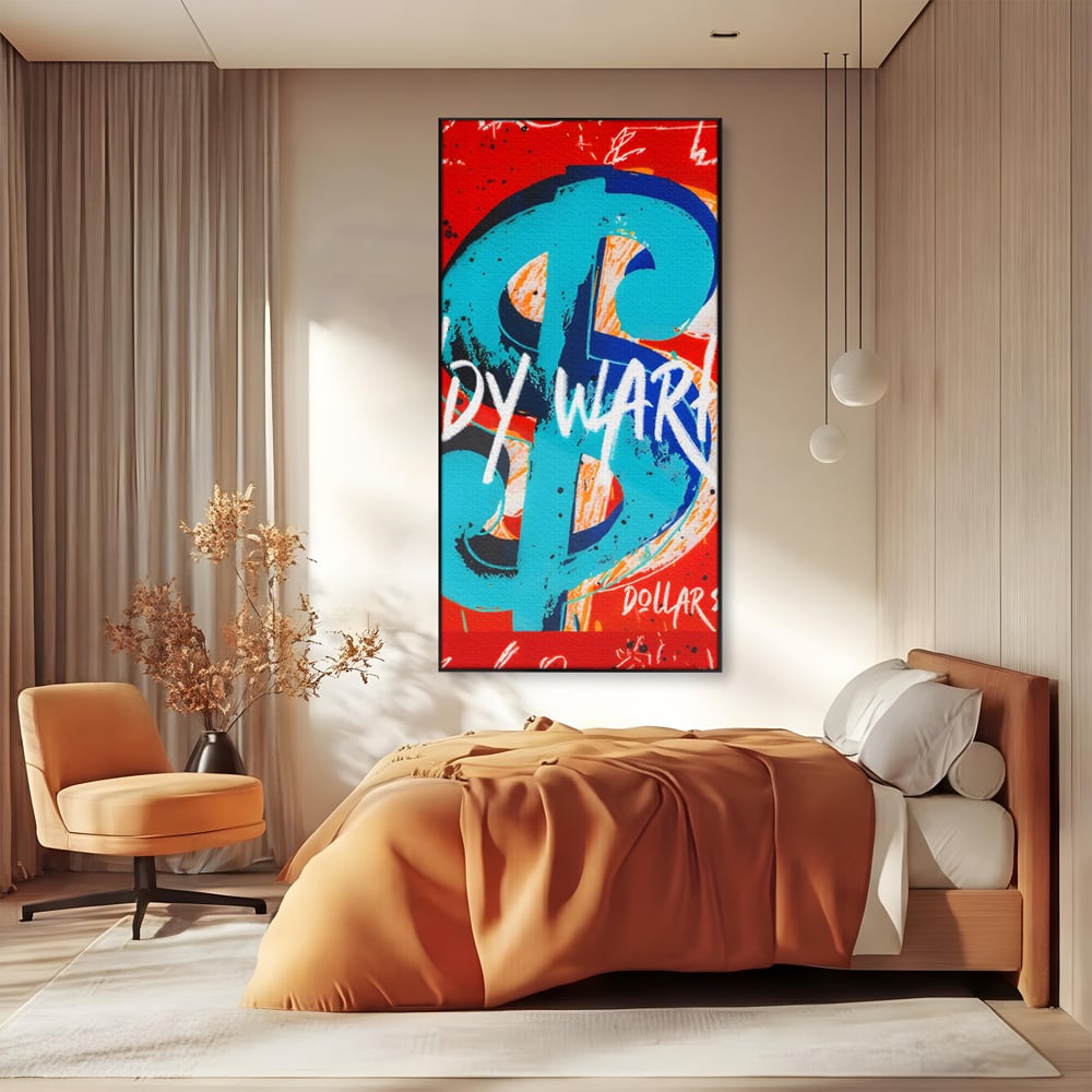 LuxCanva Premium-Leinwandkunst® C1129, Das Zeichen der Macht , Farben, Dollarzeichen, Warhol, Pop Art, Wohnzimmer, Bar, entspannend, kräftige Farben