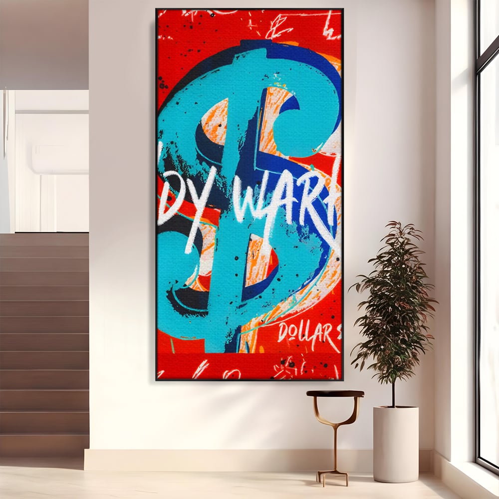 LuxCanva Premium-Leinwandkunst® C1129, Das Zeichen der Macht , Farben, Dollarzeichen, Warhol, Pop Art, Wohnzimmer, Bar, entspannend, kräftige Farben