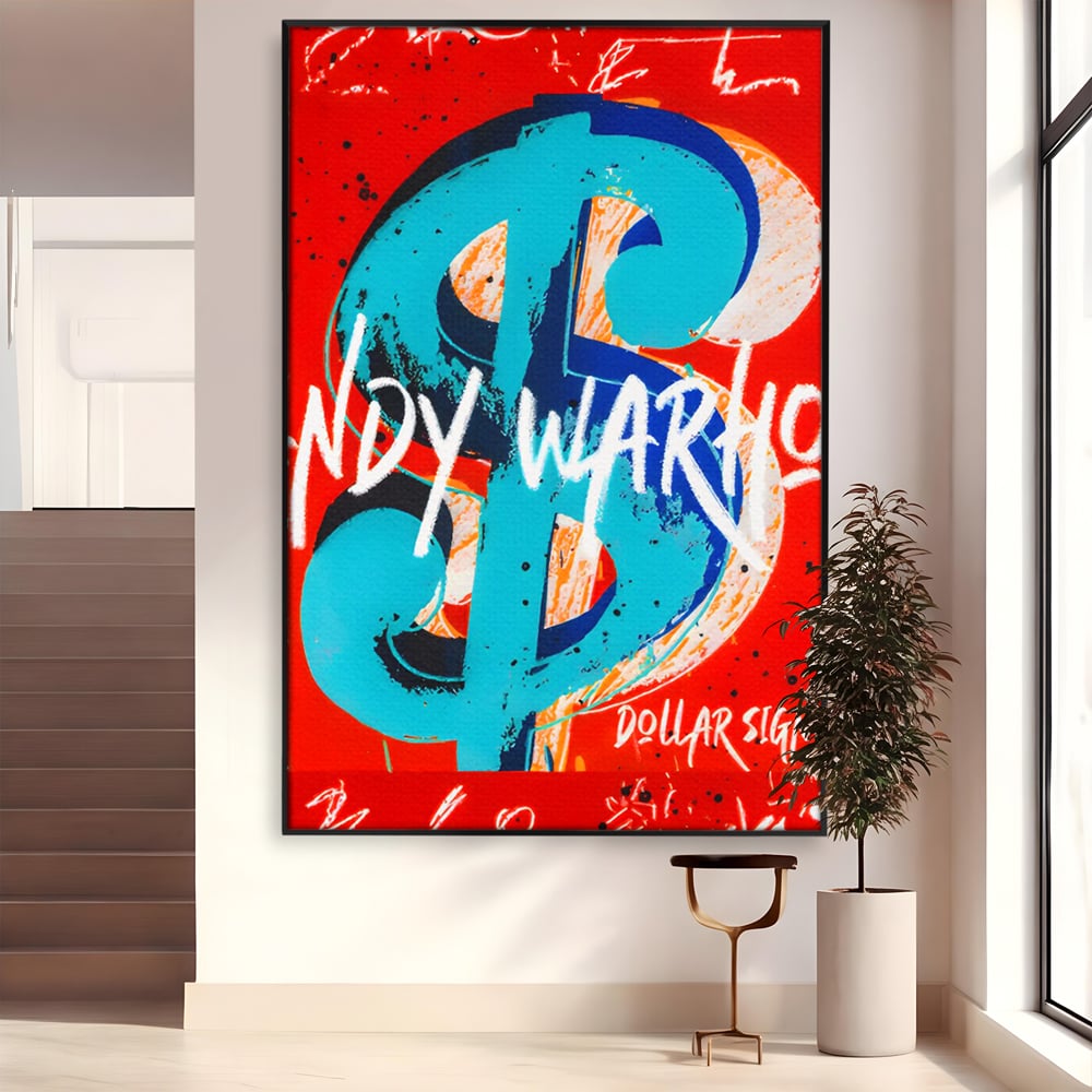 LuxCanva Premium-Leinwandkunst® C1129, Das Zeichen der Macht , Farben, Dollarzeichen, Warhol, Pop Art, Wohnzimmer, Bar, entspannend, kräftige Farben