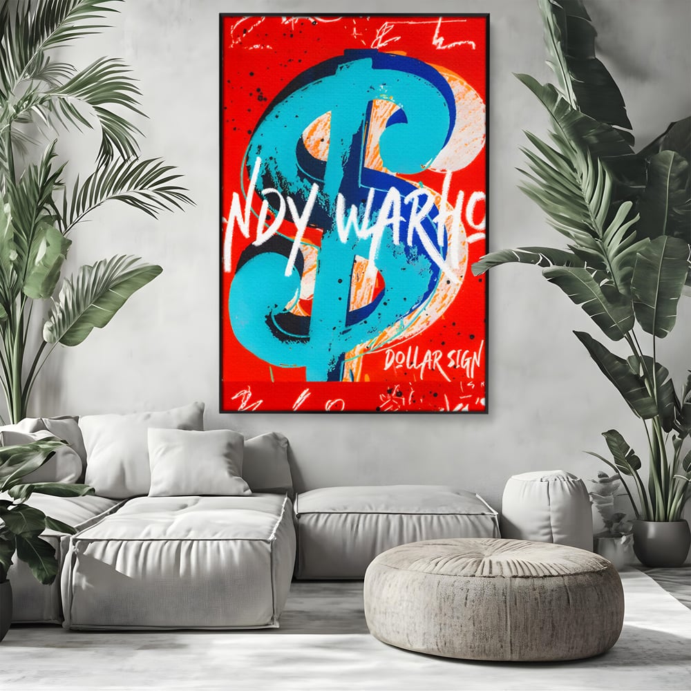LuxCanva Premium-Leinwandkunst® C1129, Das Zeichen der Macht , Farben, Dollarzeichen, Warhol, Pop Art, Wohnzimmer, Bar, entspannend, kräftige Farben