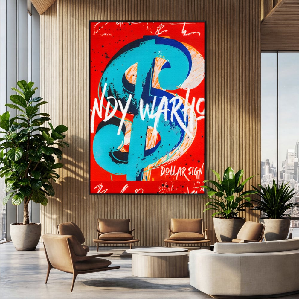 LuxCanva Premium-Leinwandkunst® C1129, Das Zeichen der Macht , Farben, Dollarzeichen, Warhol, Pop Art, Wohnzimmer, Bar, entspannend, kräftige Farben