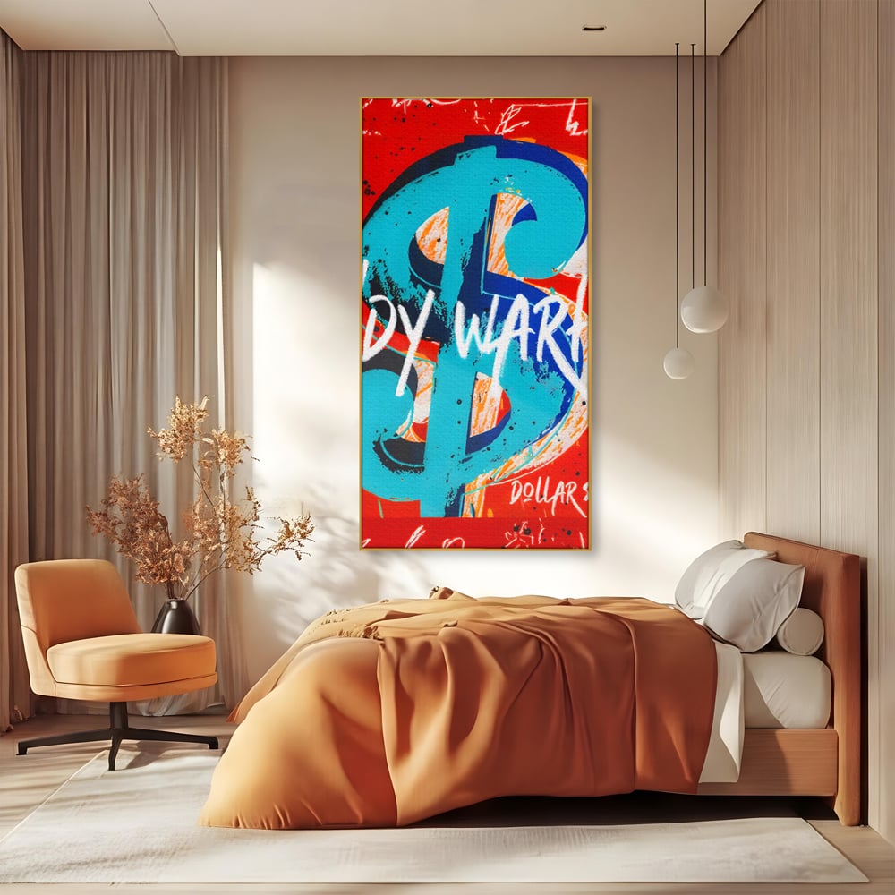 LuxCanva Premium-Leinwandkunst® C1129, Das Zeichen der Macht , Farben, Dollarzeichen, Warhol, Pop Art, Wohnzimmer, Bar, entspannend, kräftige Farben