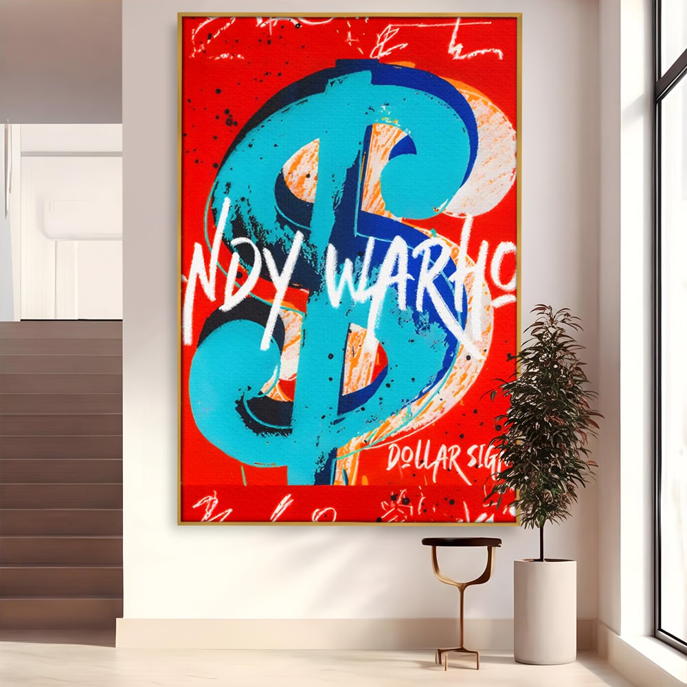 LuxCanva Premium-Leinwandkunst® C1129, Das Zeichen der Macht , Farben, Dollarzeichen, Warhol, Pop Art, Wohnzimmer, Bar, entspannend, kräftige Farben