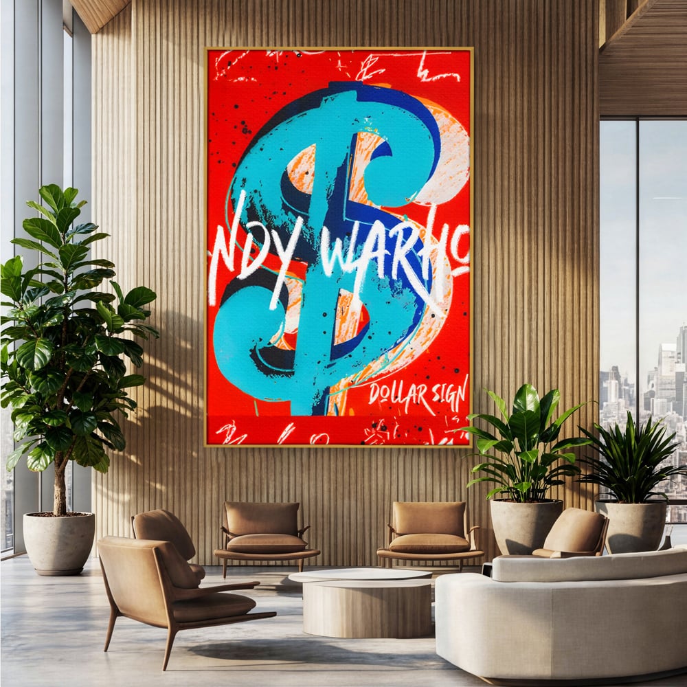 LuxCanva Premium-Leinwandkunst® C1129, Das Zeichen der Macht , Farben, Dollarzeichen, Warhol, Pop Art, Wohnzimmer, Bar, entspannend, kräftige Farben