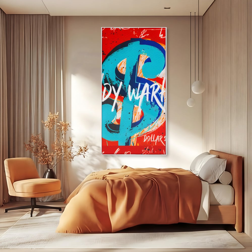 LuxCanva Premium-Leinwandkunst® C1129, Das Zeichen der Macht , Farben, Dollarzeichen, Warhol, Pop Art, Wohnzimmer, Bar, entspannend, kräftige Farben