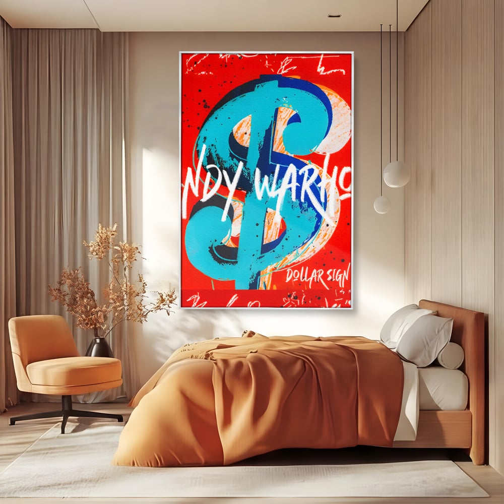 LuxCanva Premium-Leinwandkunst® C1129, Das Zeichen der Macht , Farben, Dollarzeichen, Warhol, Pop Art, Wohnzimmer, Bar, entspannend, kräftige Farben