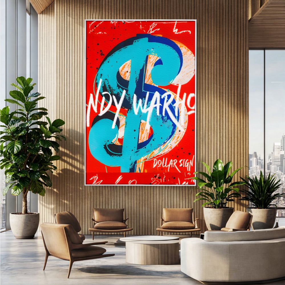 LuxCanva Premium-Leinwandkunst® C1129, Das Zeichen der Macht , Farben, Dollarzeichen, Warhol, Pop Art, Wohnzimmer, Bar, entspannend, kräftige Farben