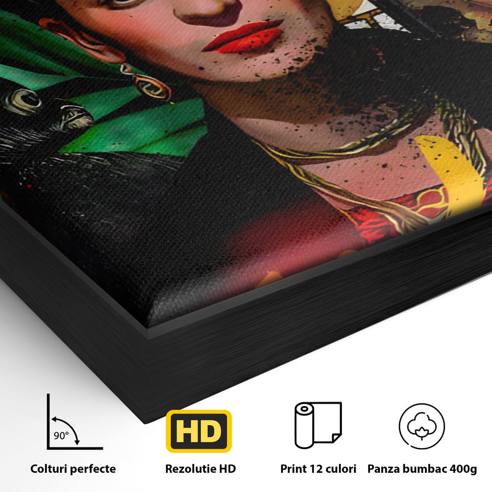 Leinwandbilder Premium LuxCanva® C1130, Frida Kahlo Die Künstlerin , Farben, Maler, Malerinnen, Frauen, Pop Art, Wohnzimmer, Esszimmer, entspannend, leuchtende Farben