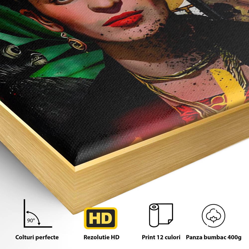 Leinwandbilder Premium LuxCanva® C1130, Frida Kahlo Die Künstlerin , Farben, Maler, Malerinnen, Frauen, Pop Art, Wohnzimmer, Esszimmer, entspannend, leuchtende Farben