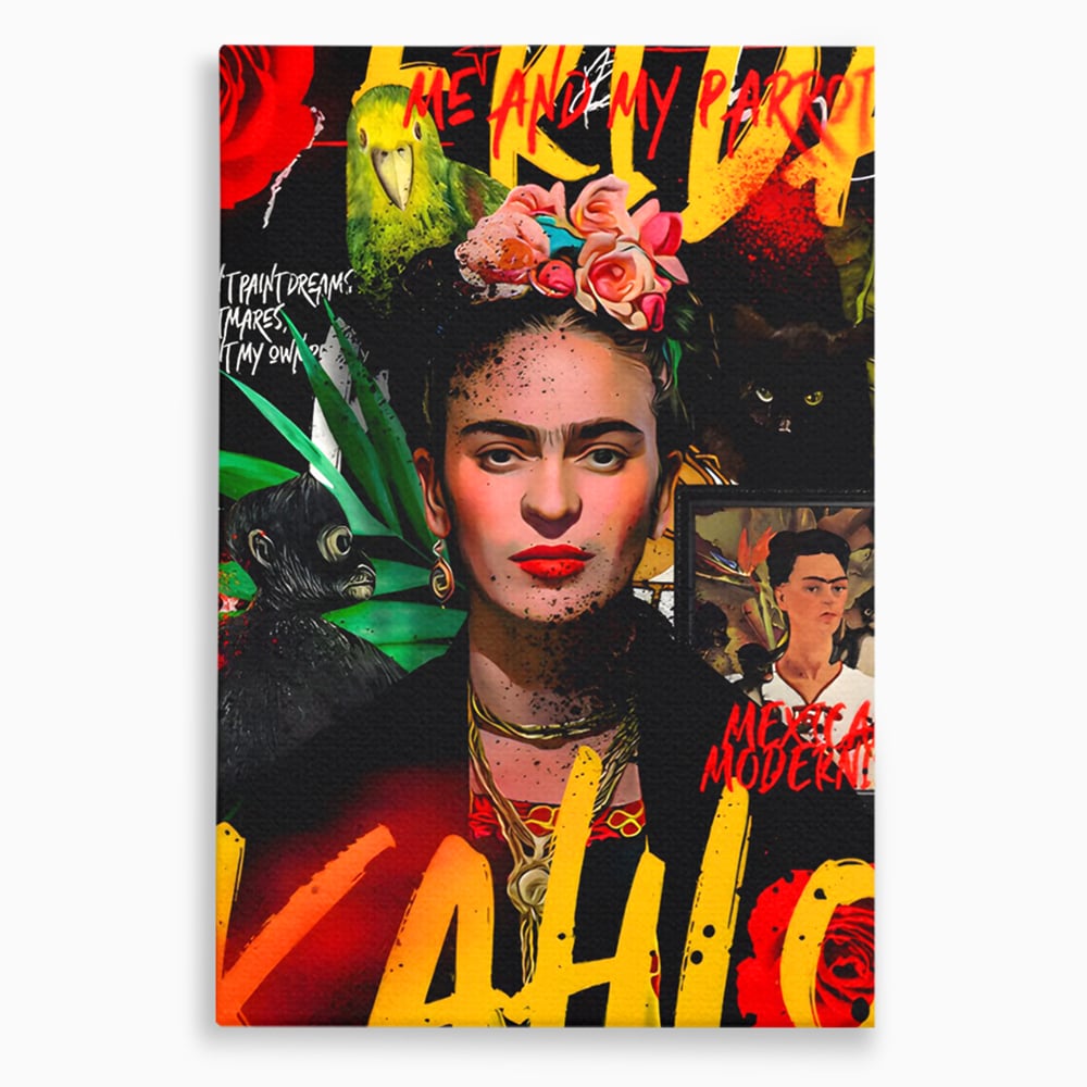 Leinwandbilder Premium LuxCanva® C1130, Frida Kahlo Die Künstlerin , Farben, Maler, Malerinnen, Frauen, Pop Art, Wohnzimmer, Esszimmer, entspannend, leuchtende Farben