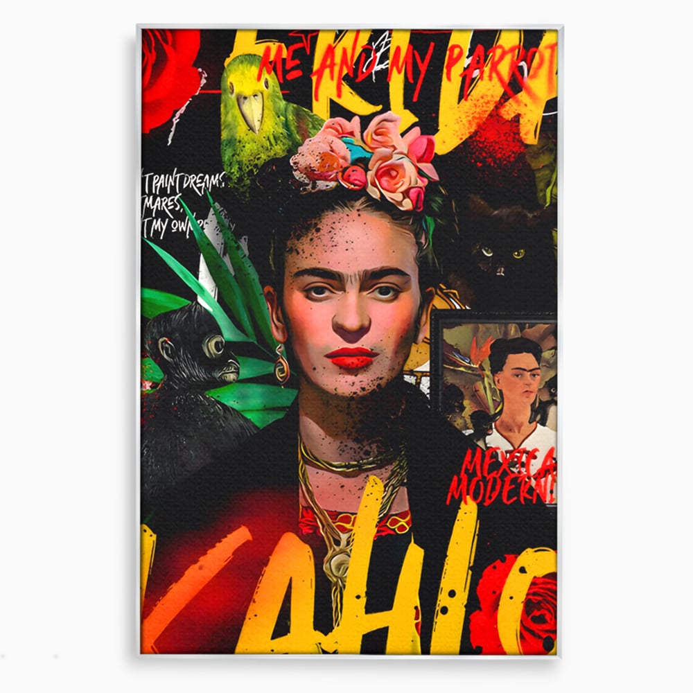 Leinwandbilder Premium LuxCanva® C1130, Frida Kahlo Die Künstlerin , Farben, Maler, Malerinnen, Frauen, Pop Art, Wohnzimmer, Esszimmer, entspannend, leuchtende Farben