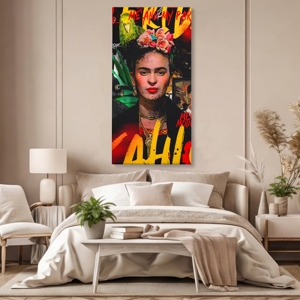 Leinwandbilder Premium LuxCanva® C1130, Frida Kahlo Die Künstlerin , Farben, Maler, Malerinnen, Frauen, Pop Art, Wohnzimmer, Esszimmer, entspannend, leuchtende Farben