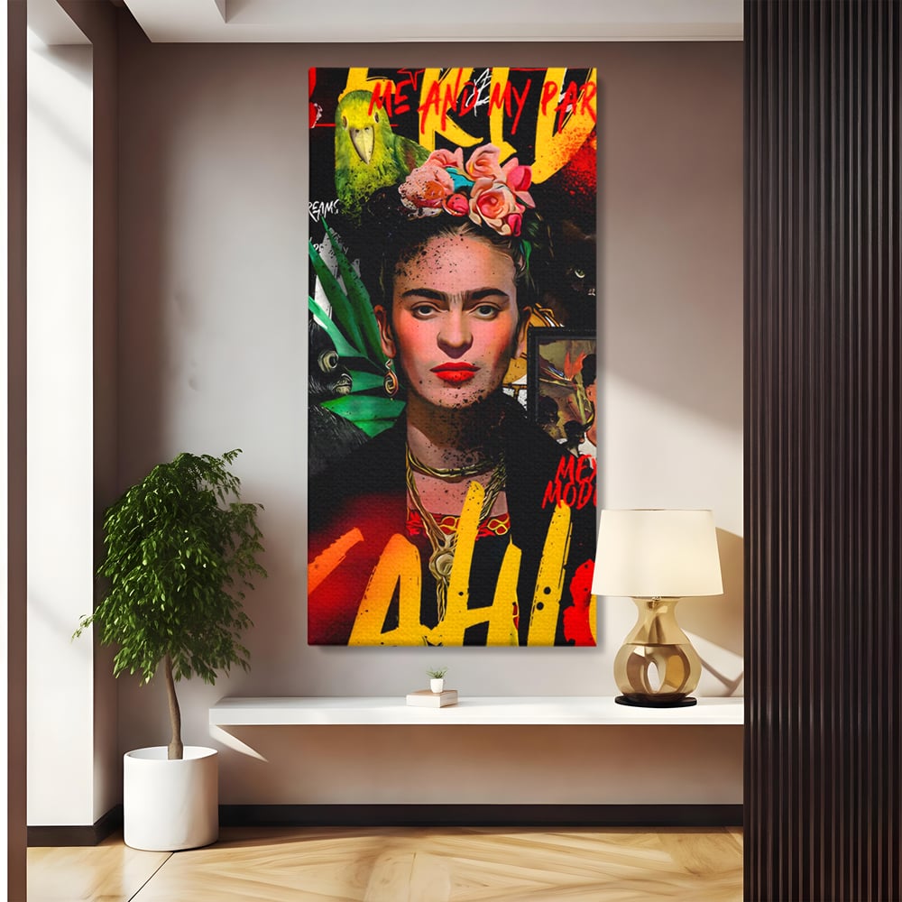 Leinwandbilder Premium LuxCanva® C1130, Frida Kahlo Die Künstlerin , Farben, Maler, Malerinnen, Frauen, Pop Art, Wohnzimmer, Esszimmer, entspannend, leuchtende Farben