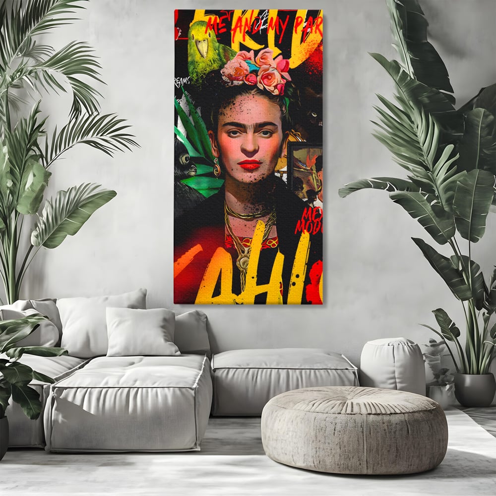 Leinwandbilder Premium LuxCanva® C1130, Frida Kahlo Die Künstlerin , Farben, Maler, Malerinnen, Frauen, Pop Art, Wohnzimmer, Esszimmer, entspannend, leuchtende Farben