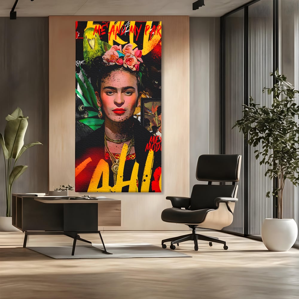 Leinwandbilder Premium LuxCanva® C1130, Frida Kahlo Die Künstlerin , Farben, Maler, Malerinnen, Frauen, Pop Art, Wohnzimmer, Esszimmer, entspannend, leuchtende Farben