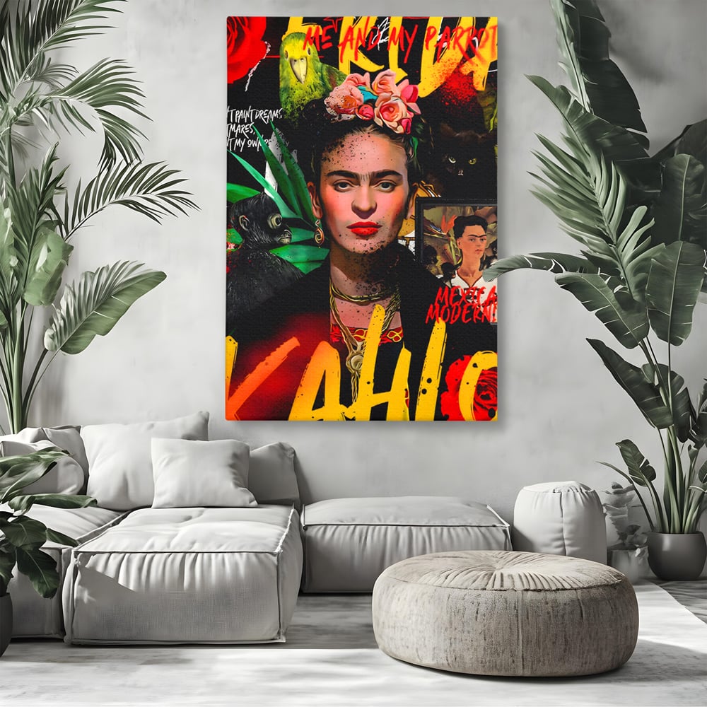 Leinwandbilder Premium LuxCanva® C1130, Frida Kahlo Die Künstlerin , Farben, Maler, Malerinnen, Frauen, Pop Art, Wohnzimmer, Esszimmer, entspannend, leuchtende Farben