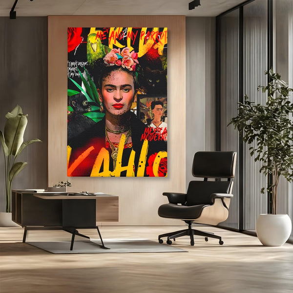 Leinwandbilder Premium LuxCanva® C1130, Frida Kahlo Die Künstlerin , Farben, Maler, Malerinnen, Frauen, Pop Art, Wohnzimmer, Esszimmer, entspannend, leuchtende Farben
