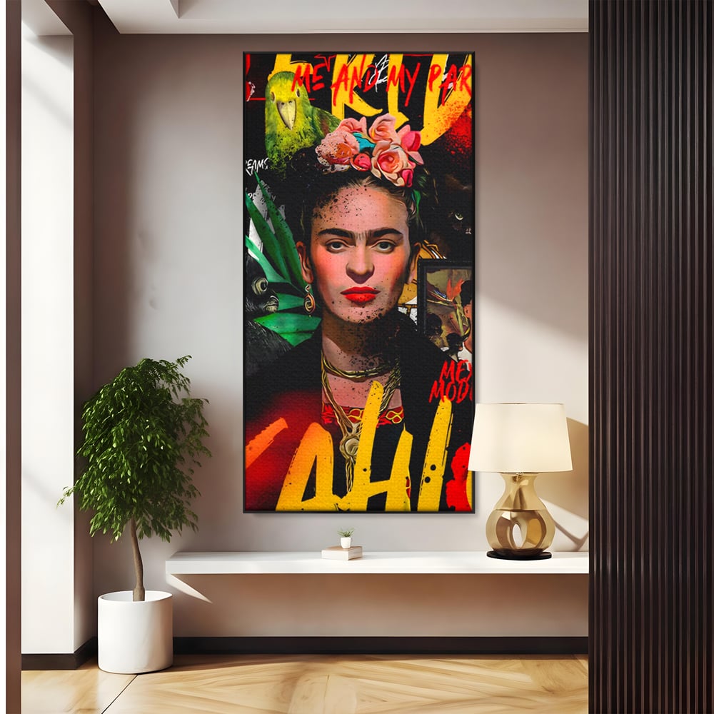 Leinwandbilder Premium LuxCanva® C1130, Frida Kahlo Die Künstlerin , Farben, Maler, Malerinnen, Frauen, Pop Art, Wohnzimmer, Esszimmer, entspannend, leuchtende Farben