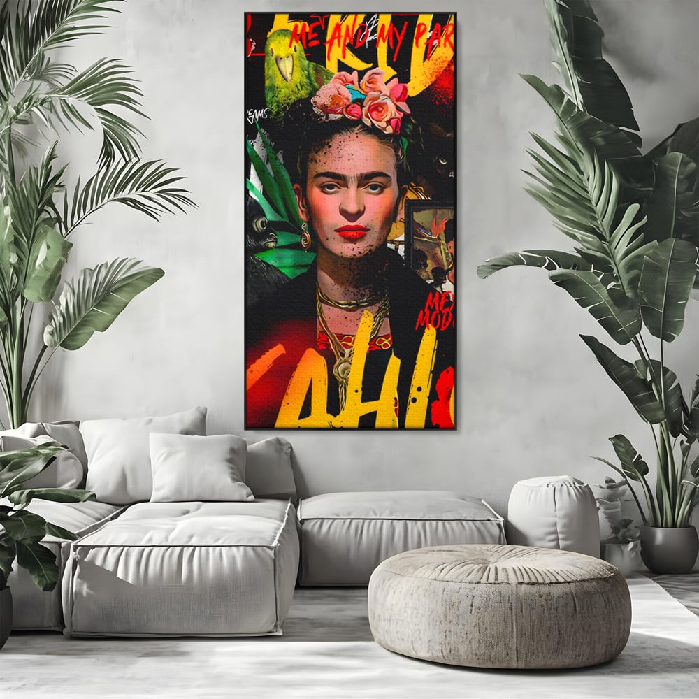 Leinwandbilder Premium LuxCanva® C1130, Frida Kahlo Die Künstlerin , Farben, Maler, Malerinnen, Frauen, Pop Art, Wohnzimmer, Esszimmer, entspannend, leuchtende Farben