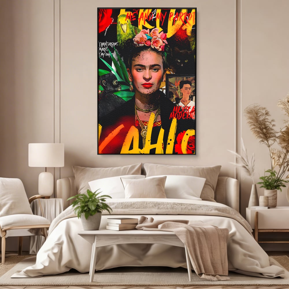 Leinwandbilder Premium LuxCanva® C1130, Frida Kahlo Die Künstlerin , Farben, Maler, Malerinnen, Frauen, Pop Art, Wohnzimmer, Esszimmer, entspannend, leuchtende Farben