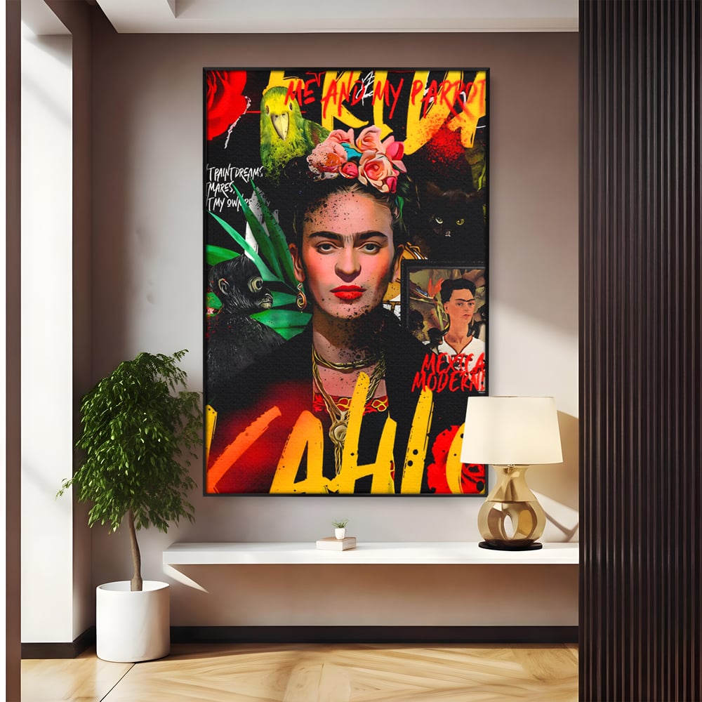 Leinwandbilder Premium LuxCanva® C1130, Frida Kahlo Die Künstlerin , Farben, Maler, Malerinnen, Frauen, Pop Art, Wohnzimmer, Esszimmer, entspannend, leuchtende Farben
