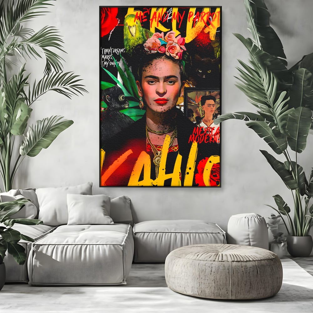 Leinwandbilder Premium LuxCanva® C1130, Frida Kahlo Die Künstlerin , Farben, Maler, Malerinnen, Frauen, Pop Art, Wohnzimmer, Esszimmer, entspannend, leuchtende Farben