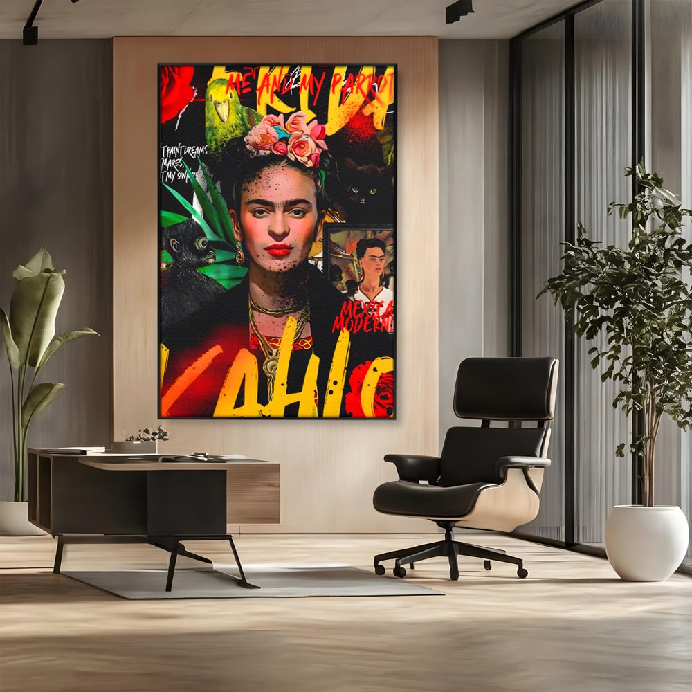 Leinwandbilder Premium LuxCanva® C1130, Frida Kahlo Die Künstlerin , Farben, Maler, Malerinnen, Frauen, Pop Art, Wohnzimmer, Esszimmer, entspannend, leuchtende Farben