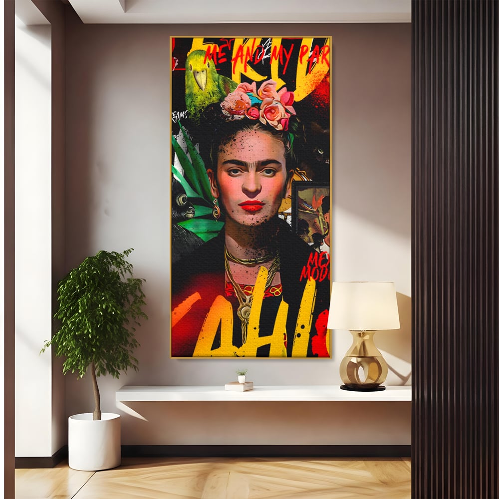 Leinwandbilder Premium LuxCanva® C1130, Frida Kahlo Die Künstlerin , Farben, Maler, Malerinnen, Frauen, Pop Art, Wohnzimmer, Esszimmer, entspannend, leuchtende Farben