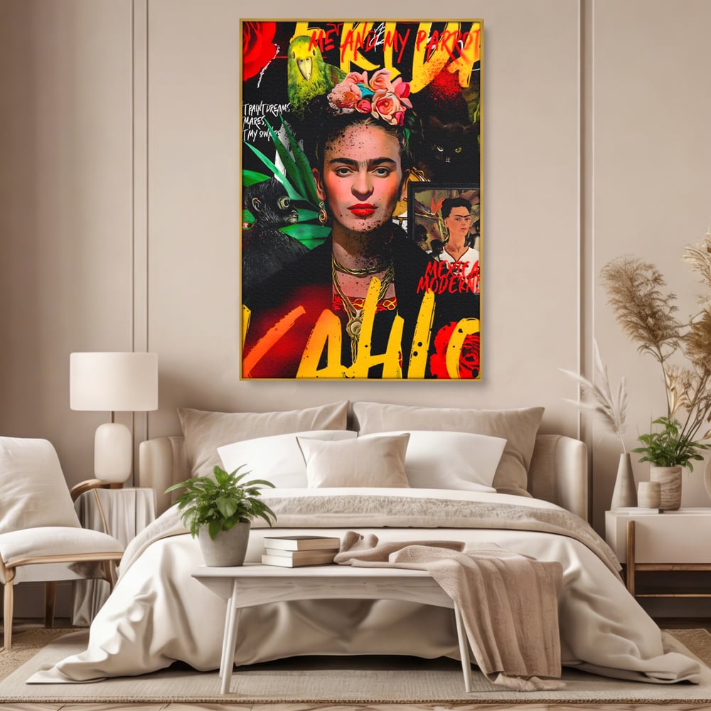 Leinwandbilder Premium LuxCanva® C1130, Frida Kahlo Die Künstlerin , Farben, Maler, Malerinnen, Frauen, Pop Art, Wohnzimmer, Esszimmer, entspannend, leuchtende Farben